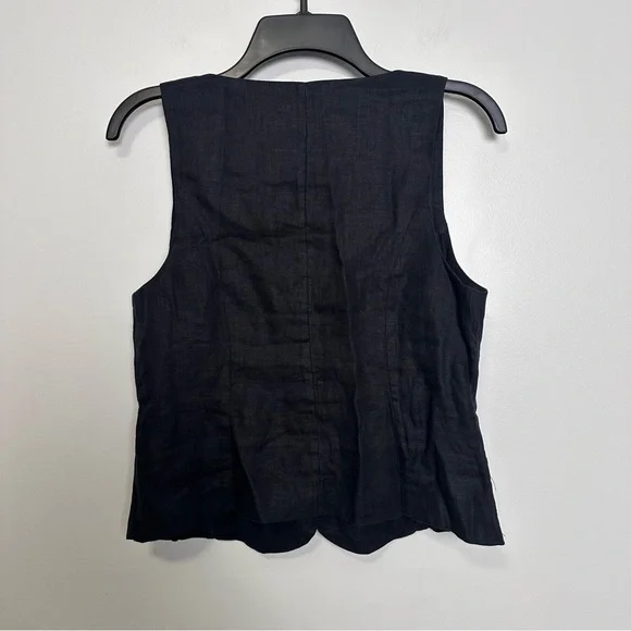 J. Crew Scoopneck linen-blend vest Black Size 6 BZ393 NWT - Picture 9 of 11